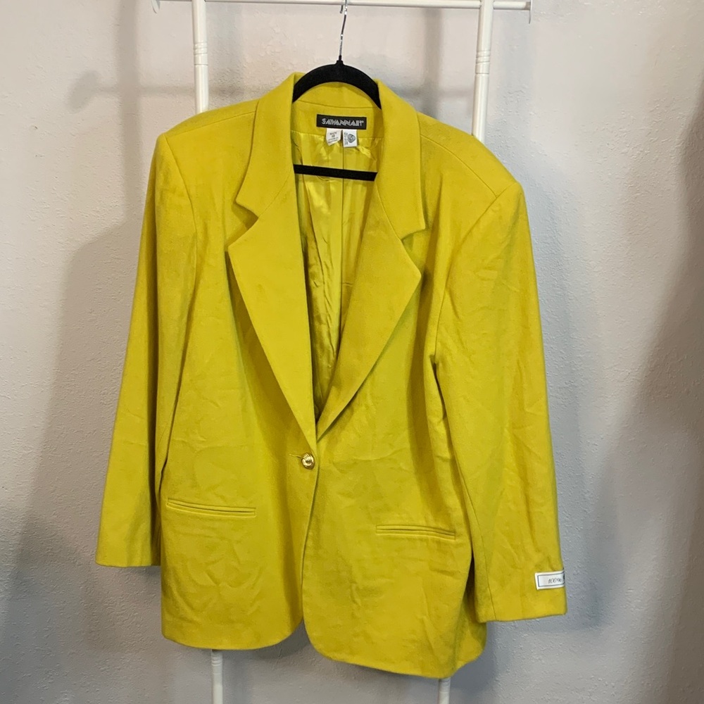 Vintage 90’s Savannah Vibrant Yellow Blazer 100% Wool
